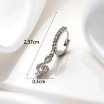 Silver color / 1 Piece Simple Series Classic Musical Note Shape Copper Silver Color Material Zircon Women's Dangle Earrings Picture3